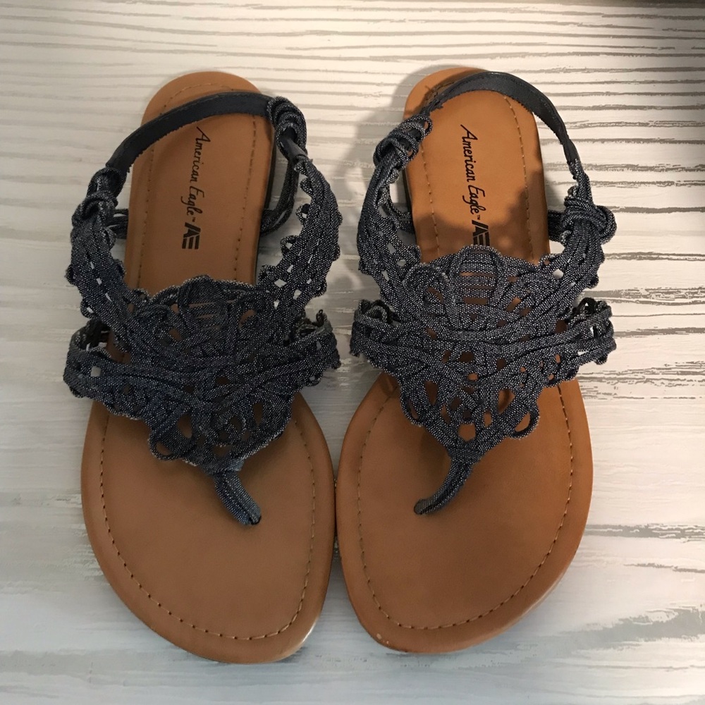 American Eagle Outfitters Denim Crochet Sandals